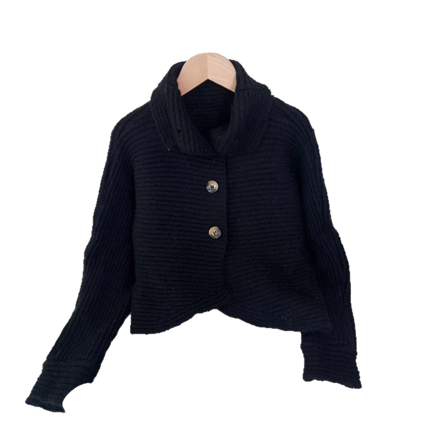 Knitted Cardigan Lapel Single Breasted Casual Irregular Women's Sweater Jacket