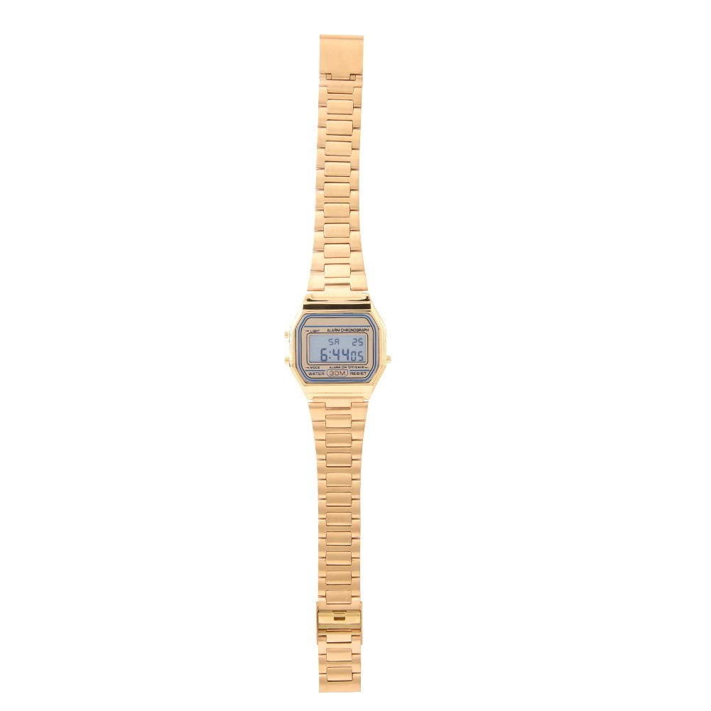 Wristwatch, 3Colors Digital Watch for Men & Women, Digital LED Back Light Electronic Stainless Steel Bracelet Strap Watch Rectangle Wristwatch, Gold