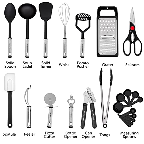 Kitchen Utensils Set - 25pieces Non-Stick Heat Resistant Cooking Utensils Set - Spoons Turners Spatula Ladle Set - Kitchen Tools Gadgets Accessories
