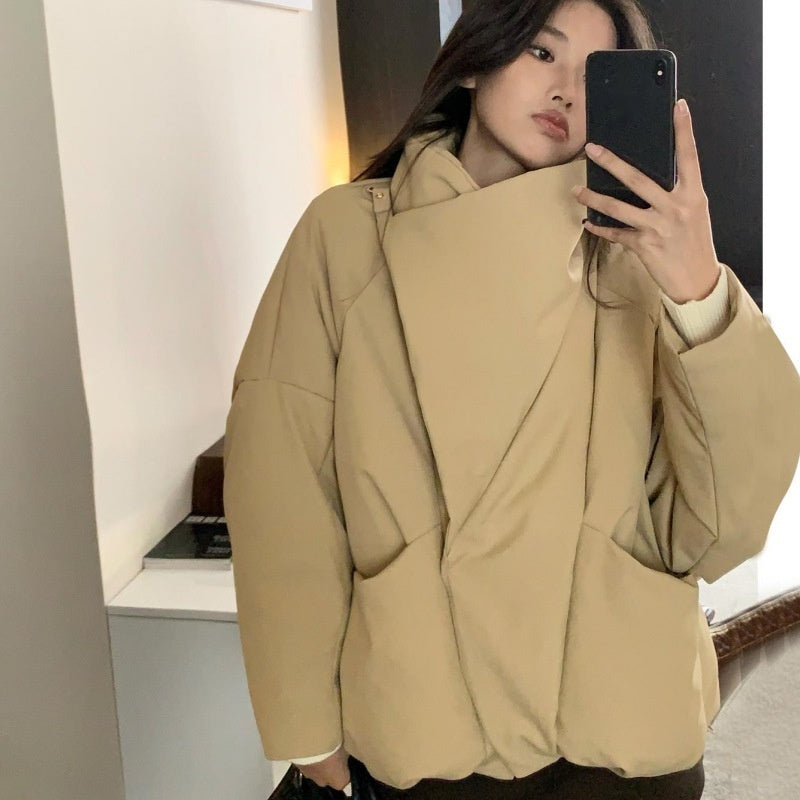 Large Lapel Cotton-padded Coat For Women