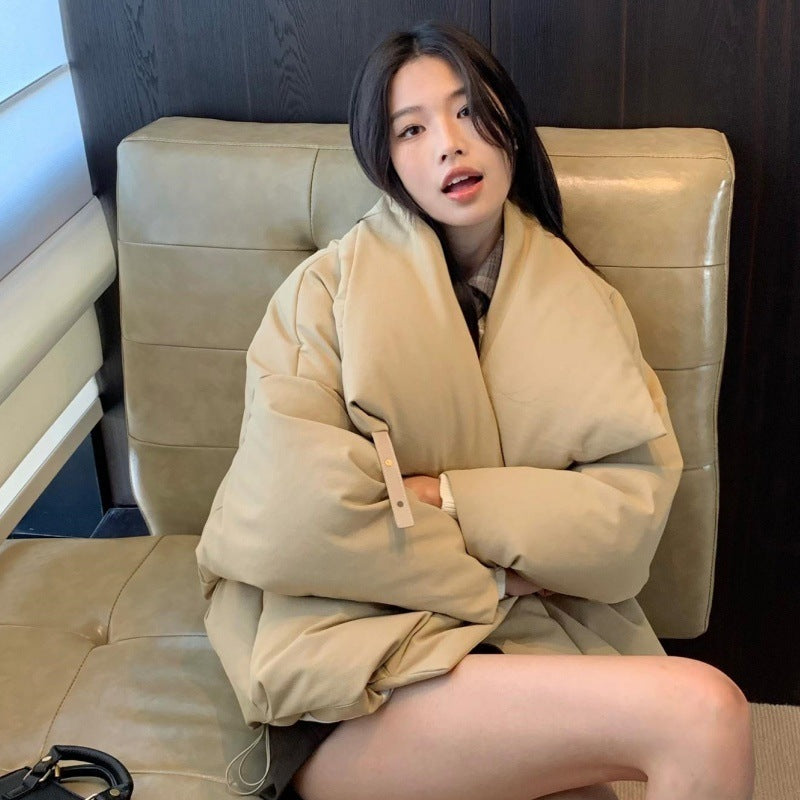 Large Lapel Cotton-padded Coat For Women