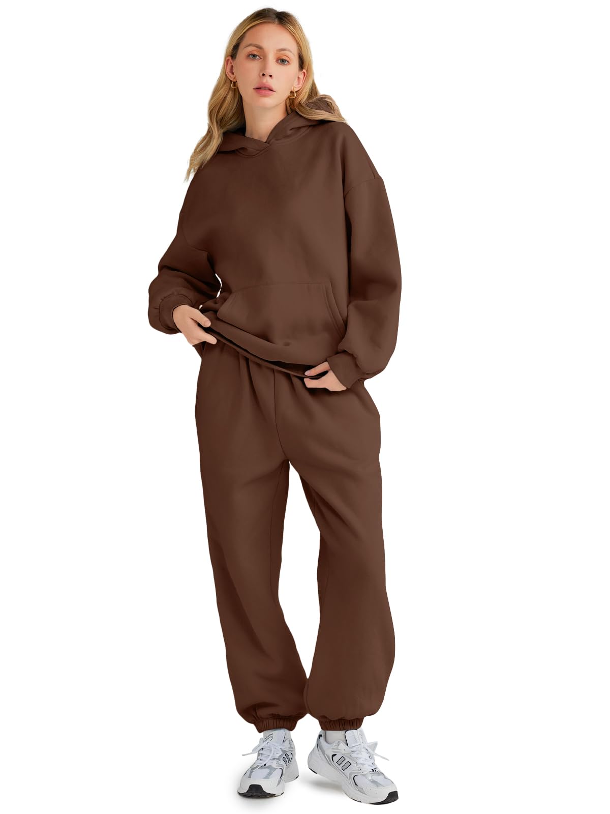 AUTOMET Women 2 Piece Outfits 2025 Plus Size Chocolate Brown Fall Fashion Airport Travel Pants Lounge Set Winter Clothes Sweatsuits Coffee XS