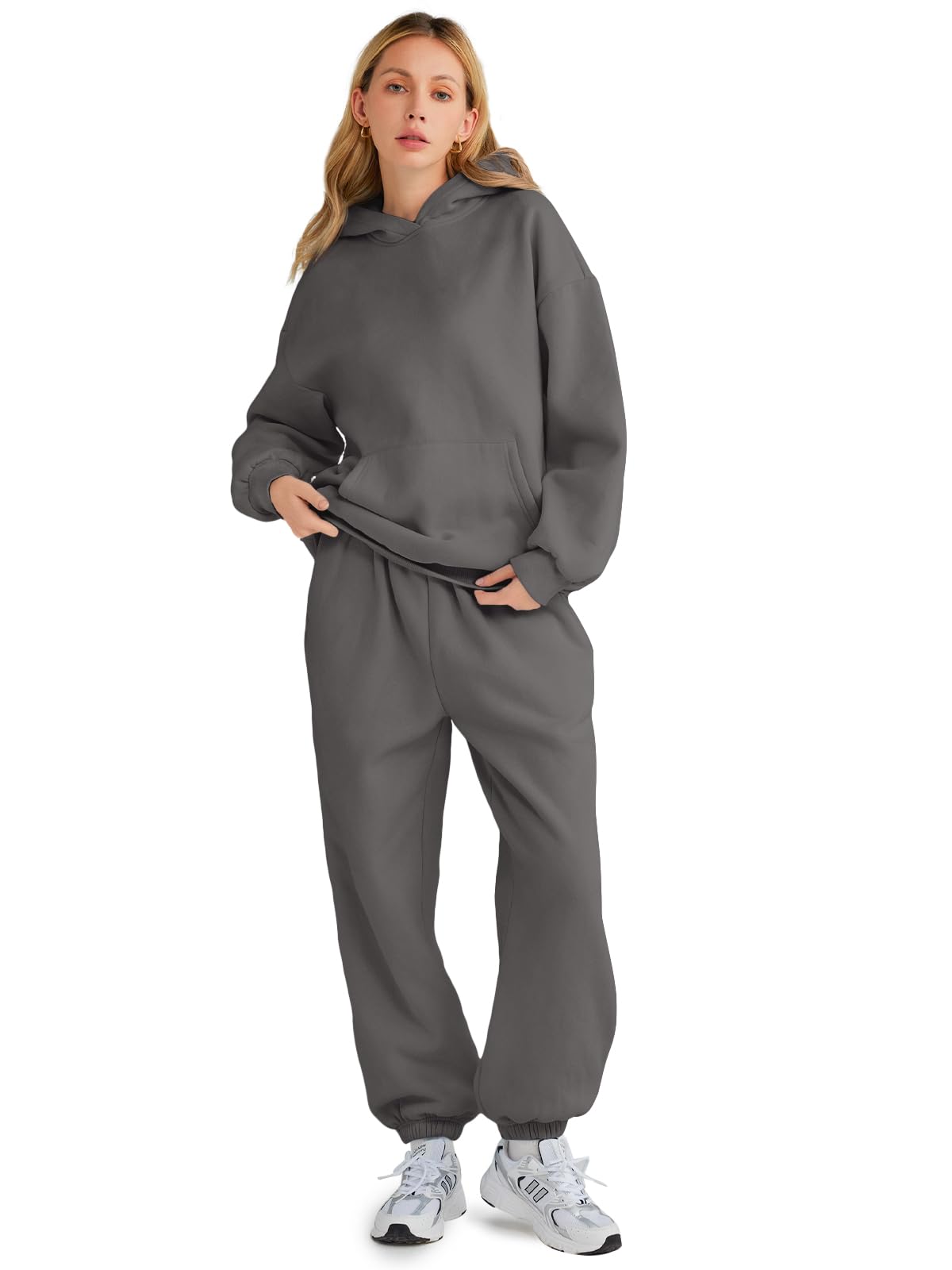 AUTOMET Women 2 Piece Outfits 2025 Plus Size Fall Fashion Airport Travel Pants Lounge Set Leisure Vacation Winter Clothes Sweatsuits BlackGrey XS