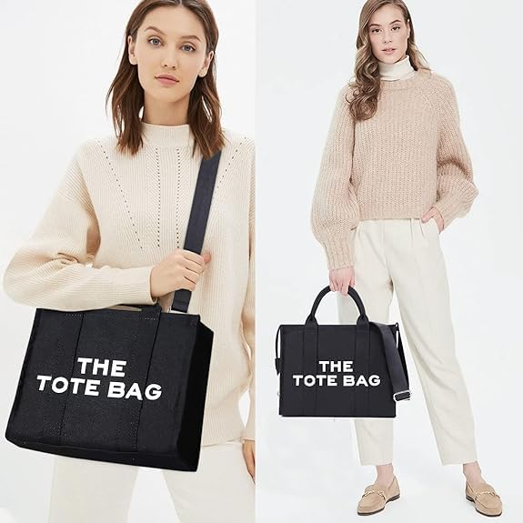 DKIIL NOIYB Women's Canvas Tote Bags Casual Crossbody Bag With Zipper Double Shoulder Straps Shoulder Bags for School Shopping Work Travel