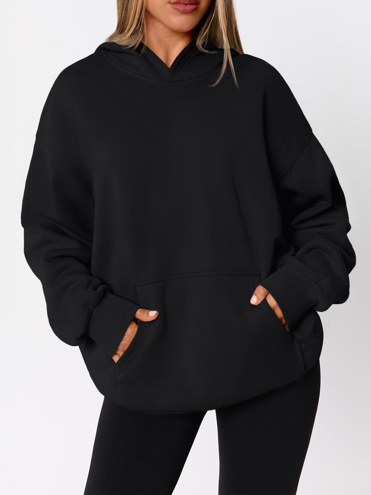 WYNNQUE Hoodies for Women Oversized Sweatshirts Fall Fashion Outfits 2025 Casual Sweaters Tops Fleece Plus Size Workout Comfy Winter Clothes Black S