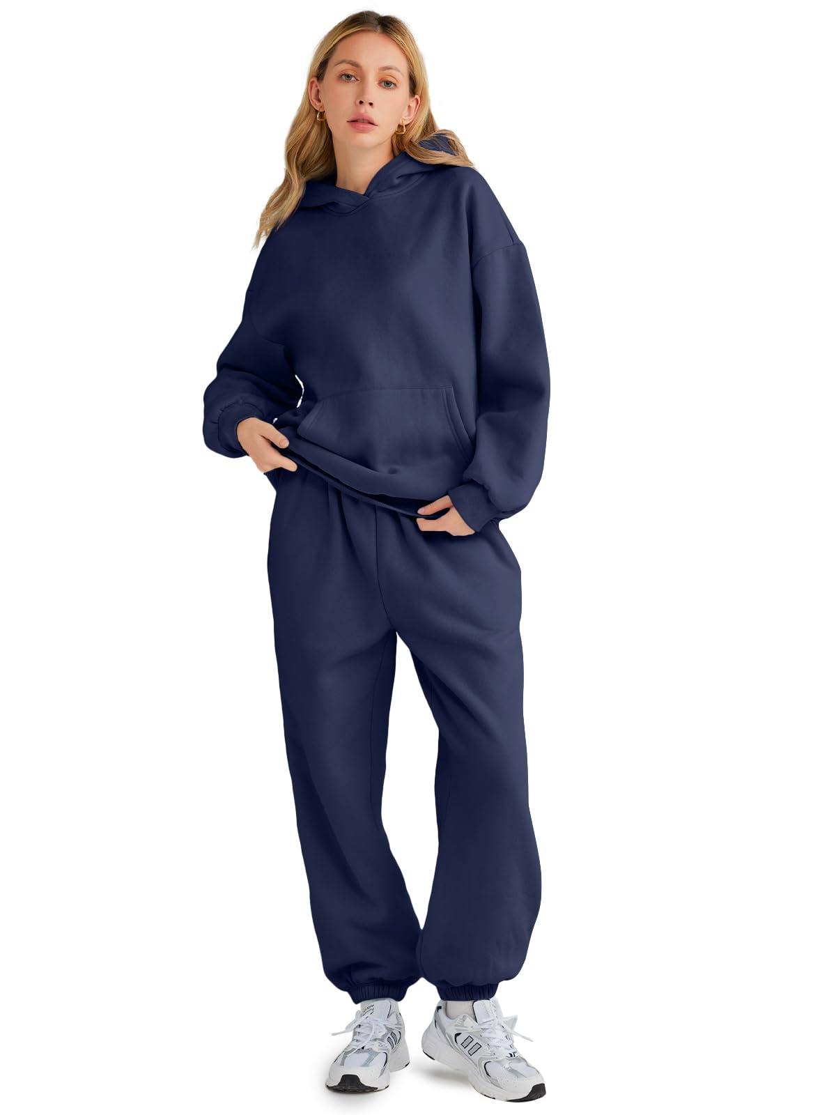 AUTOMET Women 2 Piece Outfits 2025 Plus Size Fall Fashion Airport Travel Pants Lounge Set Leisure Vacation Winter Clothes Sweatsuits Navy XS
