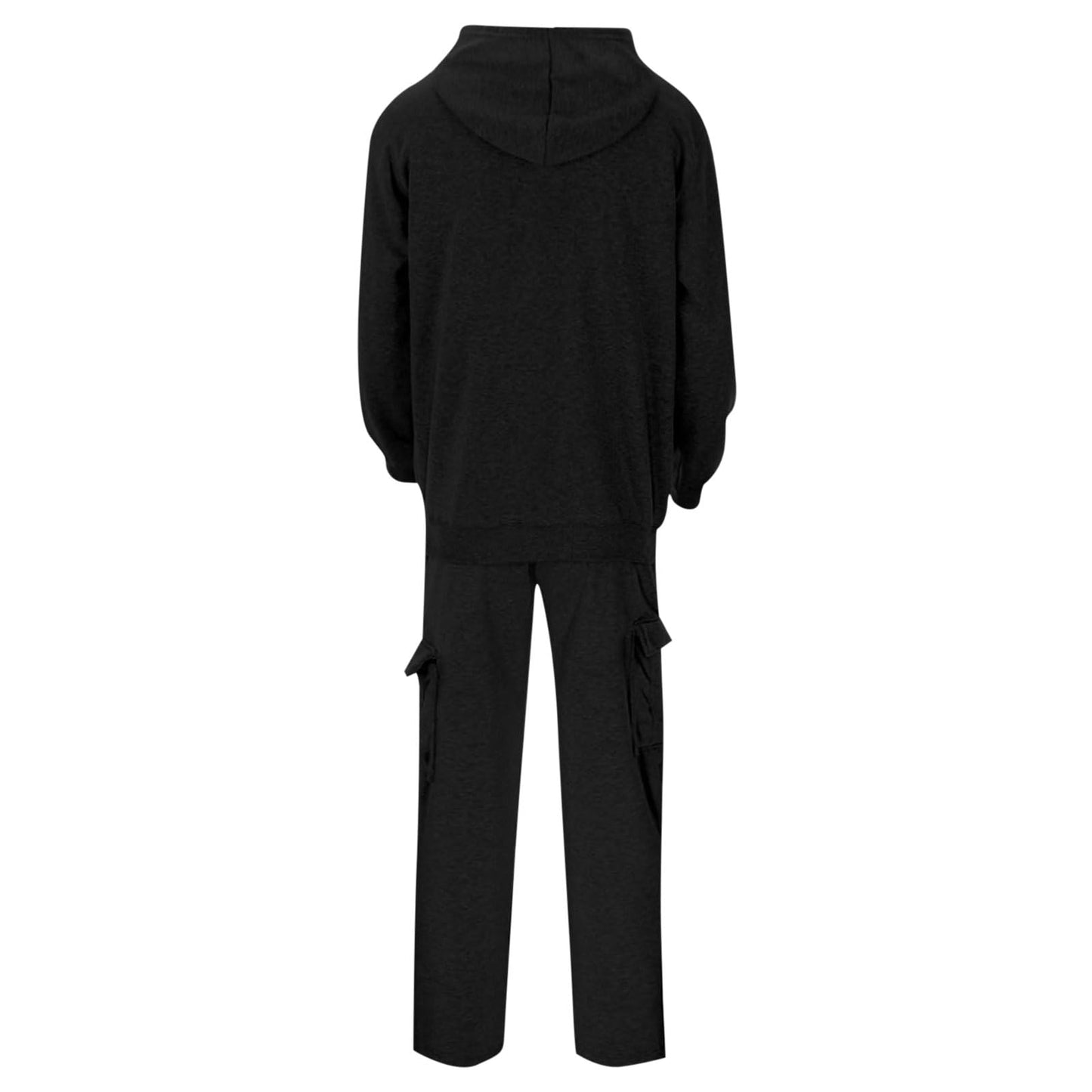 HYYGOCCTV Tracksuit Men Men Sweat Suit 2 Piece Set Outfit Casual Solid Crewneck Sweatshirt And Sweatpant Set Jogging Tracksuits Tracksuit Long Sleeve Pullover Track Athletic Sweatsuit Black L