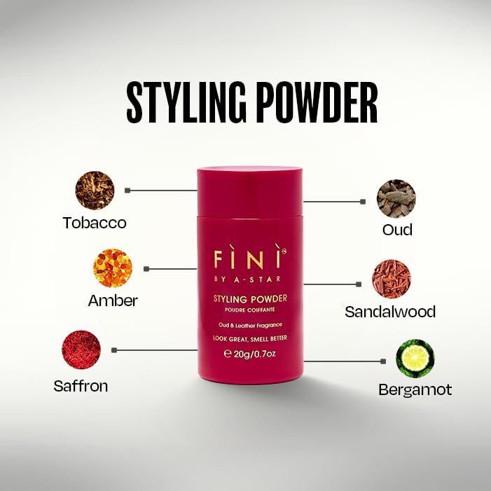 Fini By A-Star Styling Powder – Oud Fragrance, Matte Finish, Volumizing & Texturizing Hair Powder for Men, Easy to Wash Out, Non-Greasy