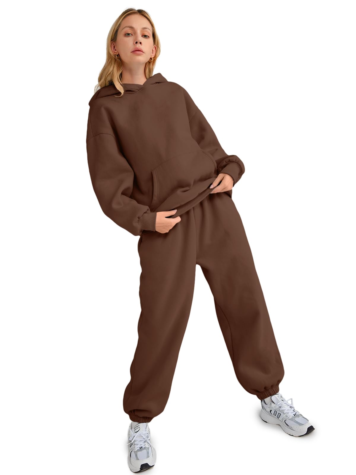 AUTOMET Women 2 Piece Outfits 2025 Plus Size Chocolate Brown Fall Fashion Airport Travel Pants Lounge Set Winter Clothes Sweatsuits Coffee XS
