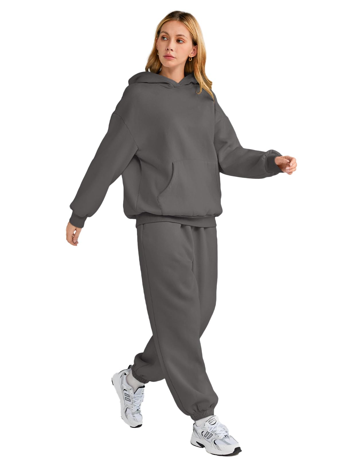 AUTOMET Women 2 Piece Outfits 2025 Plus Size Fall Fashion Airport Travel Pants Lounge Set Leisure Vacation Winter Clothes Sweatsuits BlackGrey XS