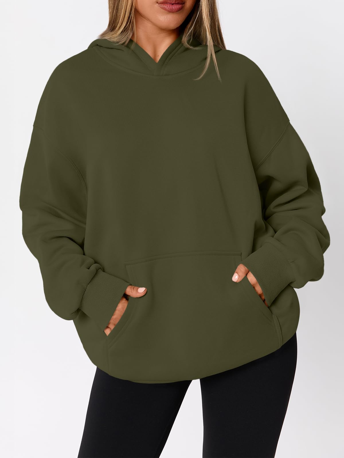 WYNNQUE Hoodies for Women Oversized Sweatshirts Fall Fashion Outfits 2025 Casual Sweaters Tops Fleece Plus Size Workout Comfy Winter Clothes ArmyGreen S