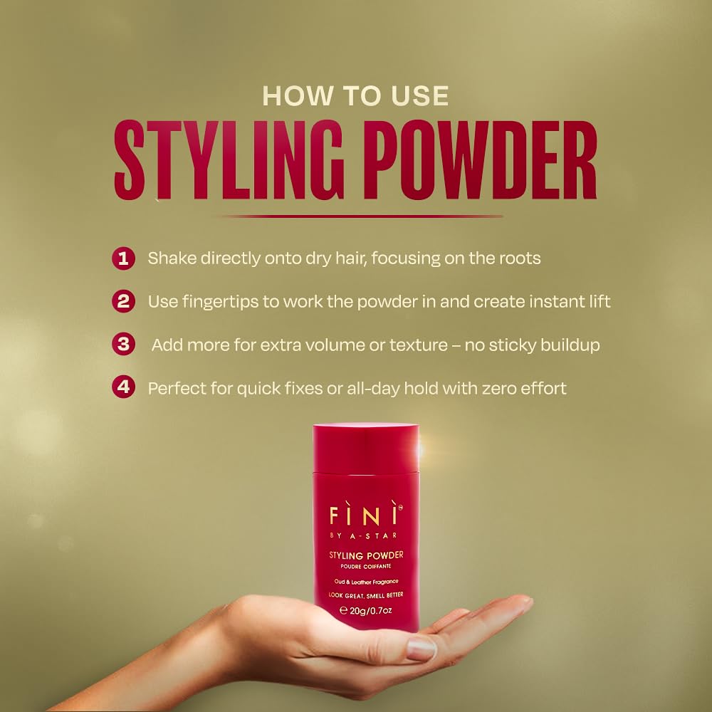 Fini By A-Star Styling Powder – Oud Fragrance, Matte Finish, Volumizing & Texturizing Hair Powder for Men, Easy to Wash Out, Non-Greasy