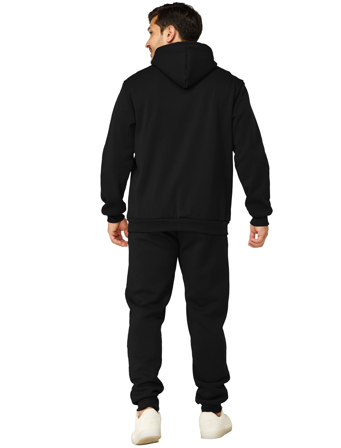 Mens Sweatsuits 2 Piece Casual Full Zip Tracksuits Zip Up Hoodie and Sweatpants Set Athletic Sweat Suits(M,Black)