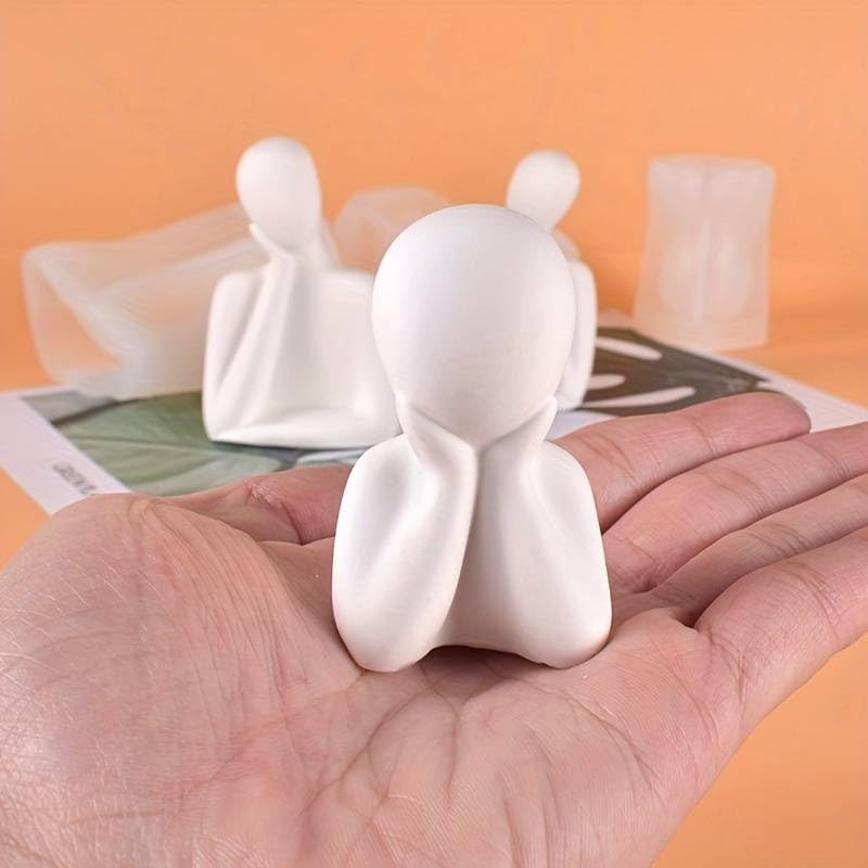 FARAMIR STORE Three-Person Family Statue – Handmade White Abstract Figurines in Stone Powder | Modern Home & Office Decor for Living Room, Bookshelf, Desk & Table Display