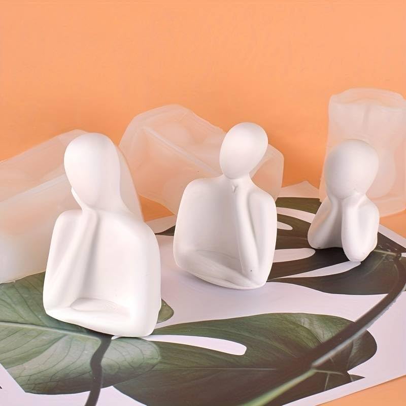 FARAMIR STORE Three-Person Family Statue – Handmade White Abstract Figurines in Stone Powder | Modern Home & Office Decor for Living Room, Bookshelf, Desk & Table Display