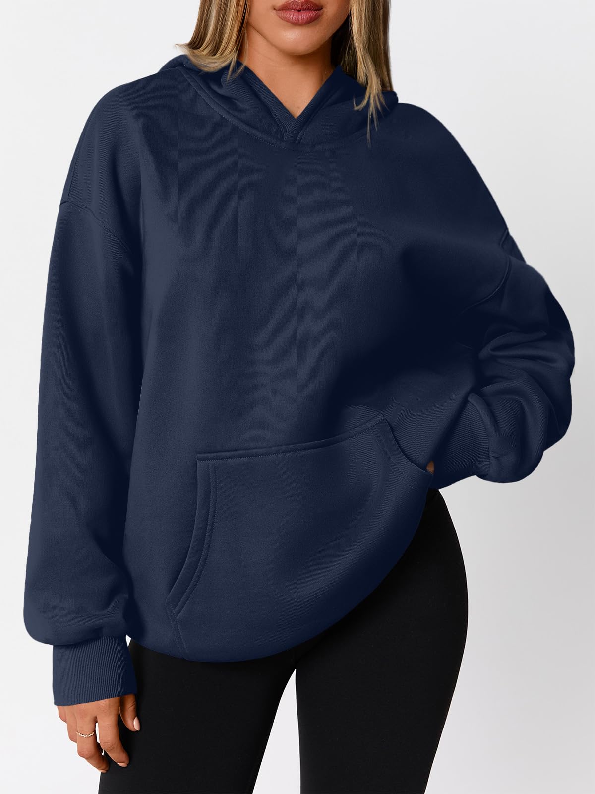WYNNQUE Hoodies for Women Oversized Sweatshirts Fall Fashion Outfits 2025 Casual Sweaters Tops Fleece Plus Size Workout Comfy Winter Clothes DarkBlue S