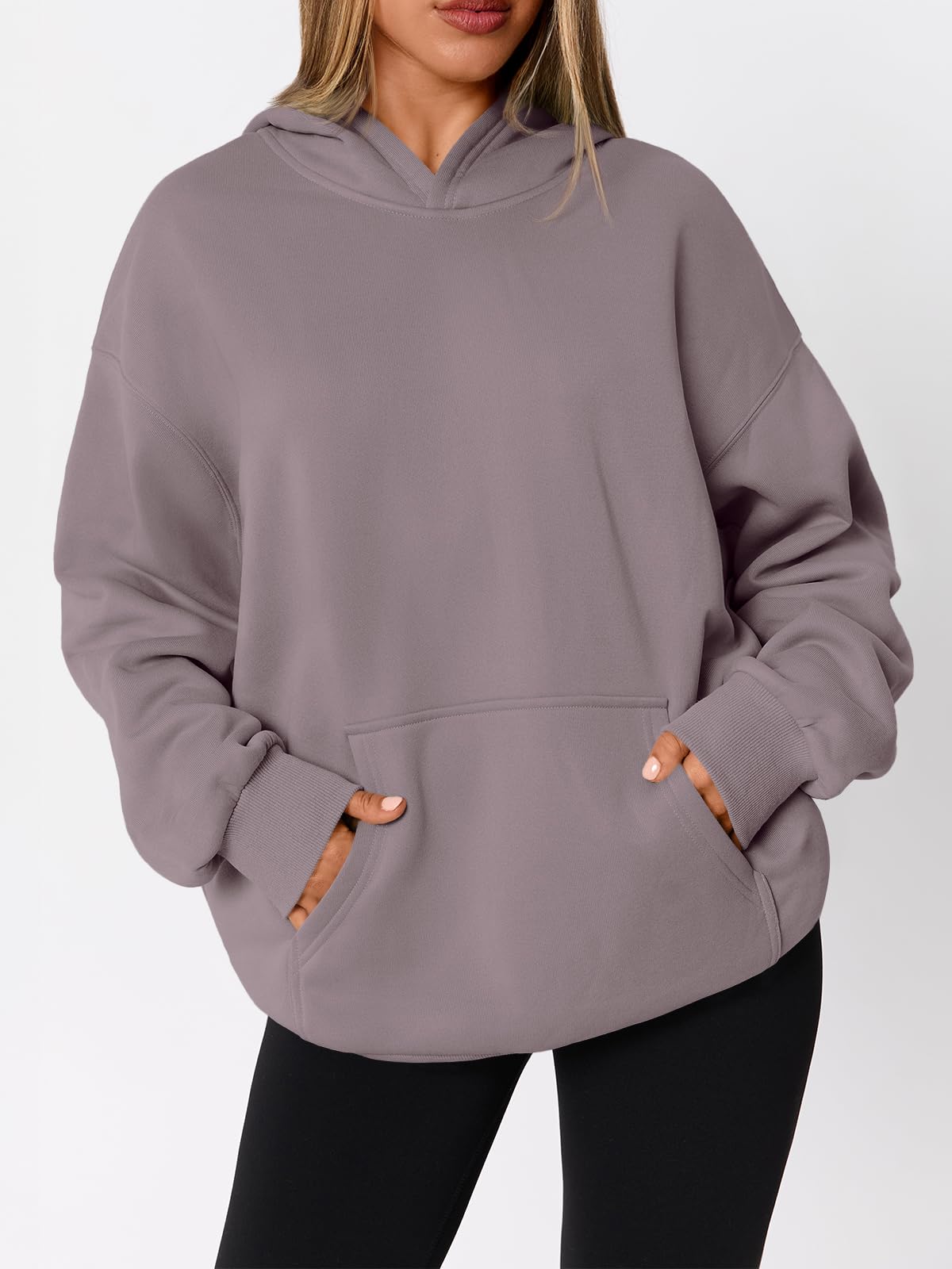 WYNNQUE Hoodies for Women Oversized Sweatshirts Fall Fashion Outfits 2025 Casual Sweaters Tops Fleece Plus Size Workout Comfy Winter Clothes GreyPurple S