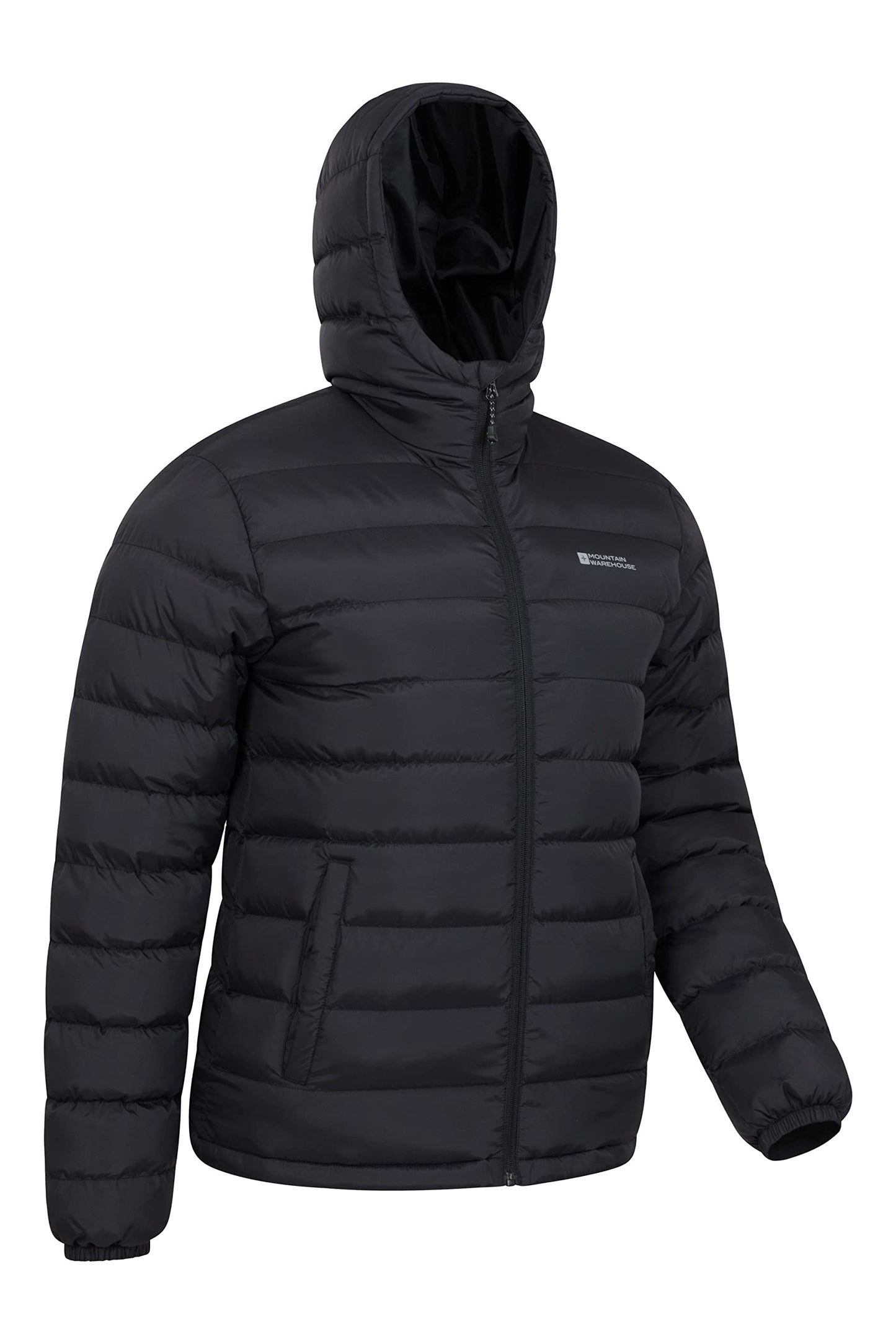 Mountain Warehouse Season Mens Padded Jacket - Water Resistant Puffer Coat, Lightweight, Warm, Lab Tested to -30C, Microfibre Filler - For Travelling, Walking Black M