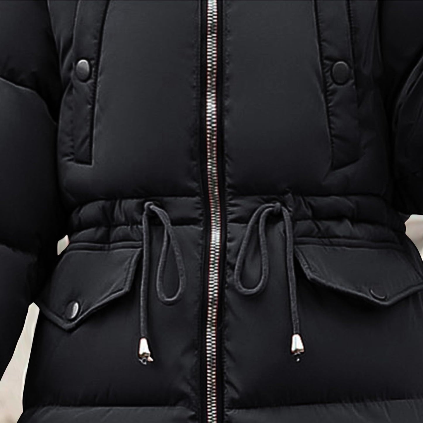 Womens Jacket Winter Jackets for Women UK Quilted Down Long-Lenght Puffer Coats Ladies Lightweight Waterproof Jacket Plus Size Slim Trench Coat Warm Outwear Black M