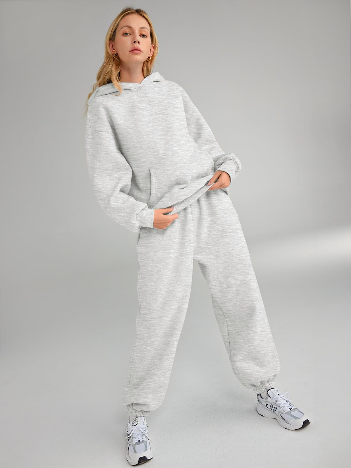 AUTOMET Women 2 Piece Outfits 2025 Plus Size Fall Fashion Airport Travel Pants Lounge Set Leisure Vacation Winter Clothes Sweatsuits Grey M