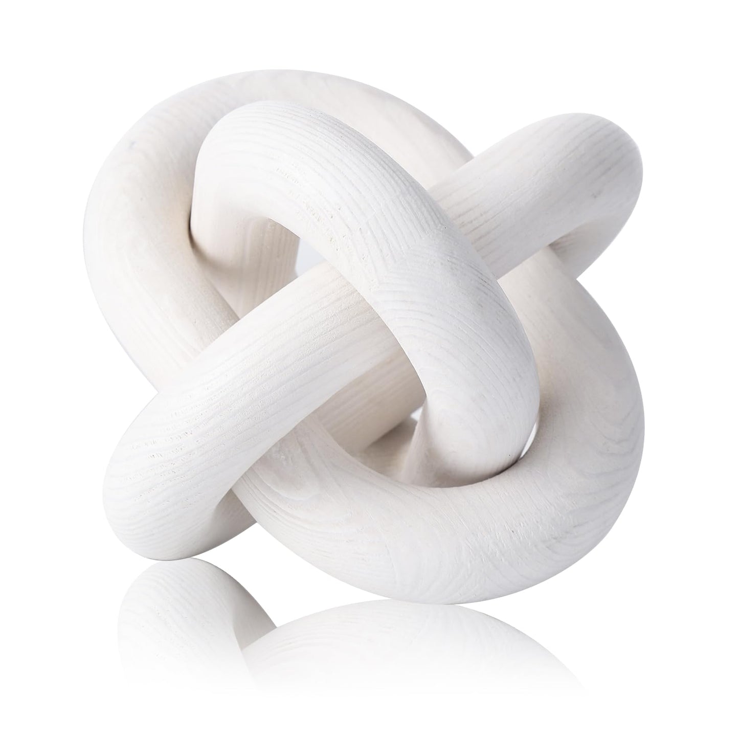Yunjuhop Wood Knot Decor, 3-Link Chain, White, Home Decor, Farmhouse, Boho Style, Waterproof, 3.15x3.15x3.15 inches, 0.14 kg