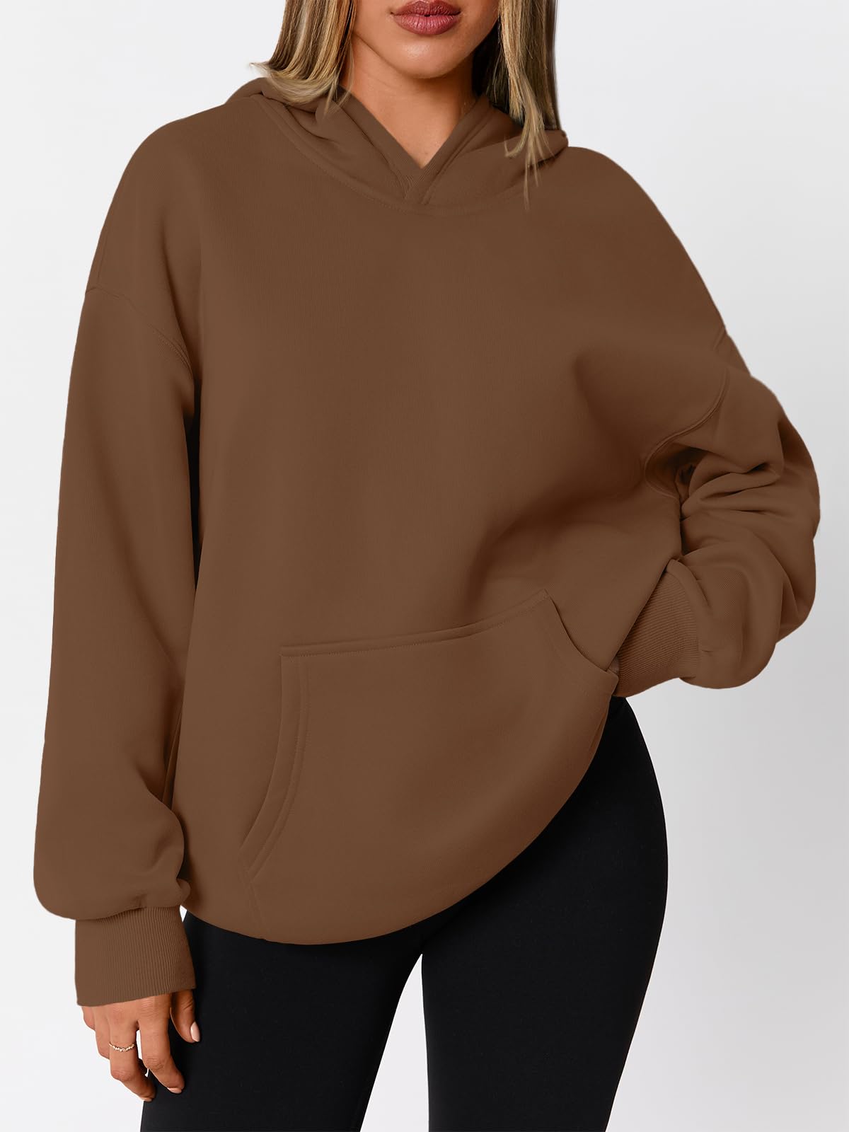 Women's Brown Oversized Hoodie - Fleece Sweatshirt Fall Fashion 2025