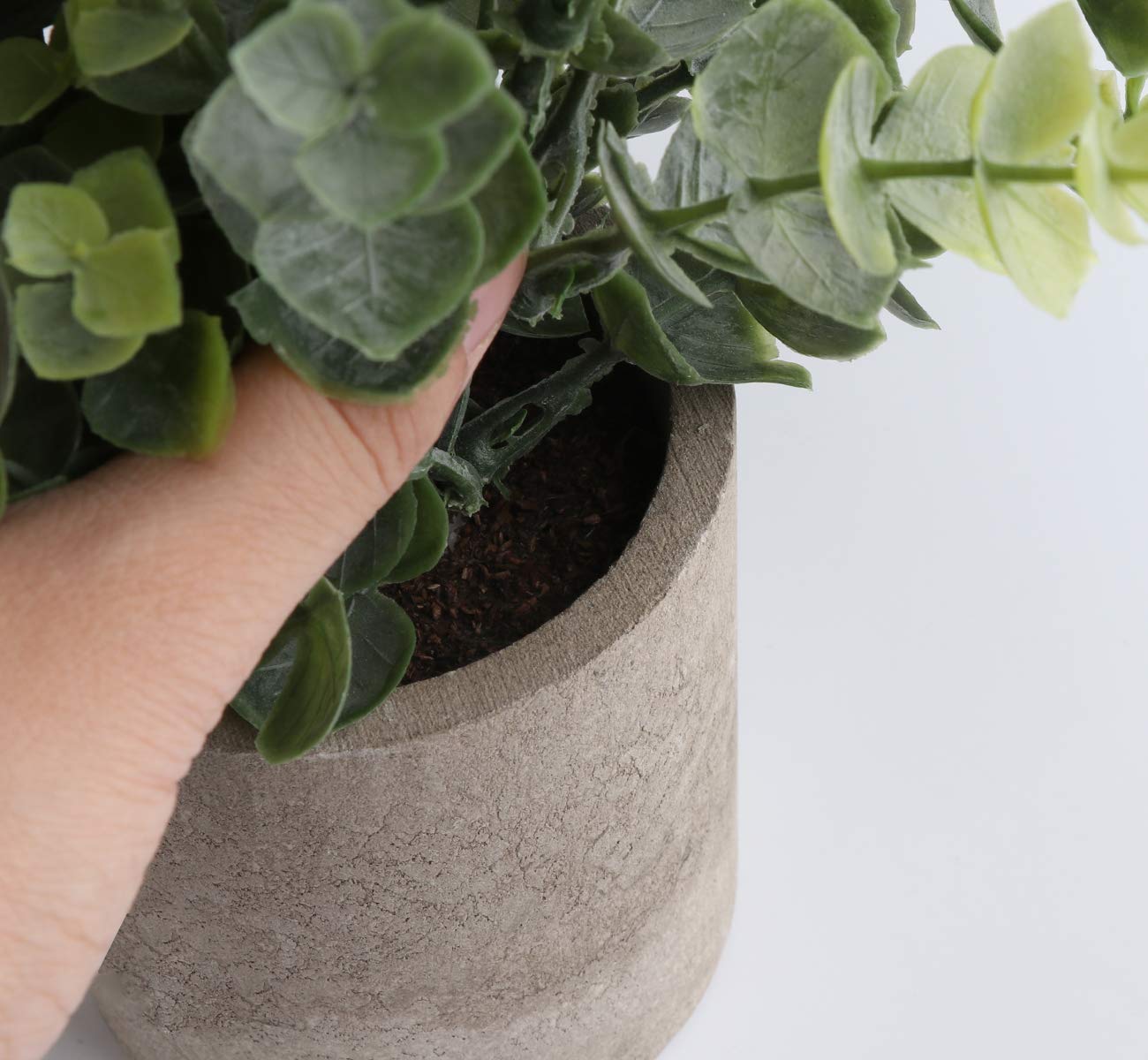 ilauke Set of 3 Mini Potted Artificial Plants Plastic Eucalyptus Plants Faux Rosemary Plants for Home Garden Office Desk Shower Room Decoration