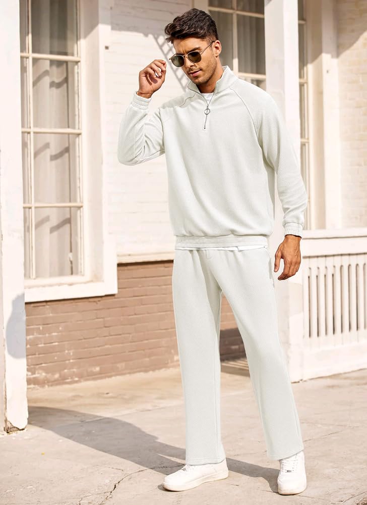 COOFANDY Men's Tracksuit 2 Piece Relaxed Fit Half-zip Sweatsuits Athletic Running Jogging Suit Sets