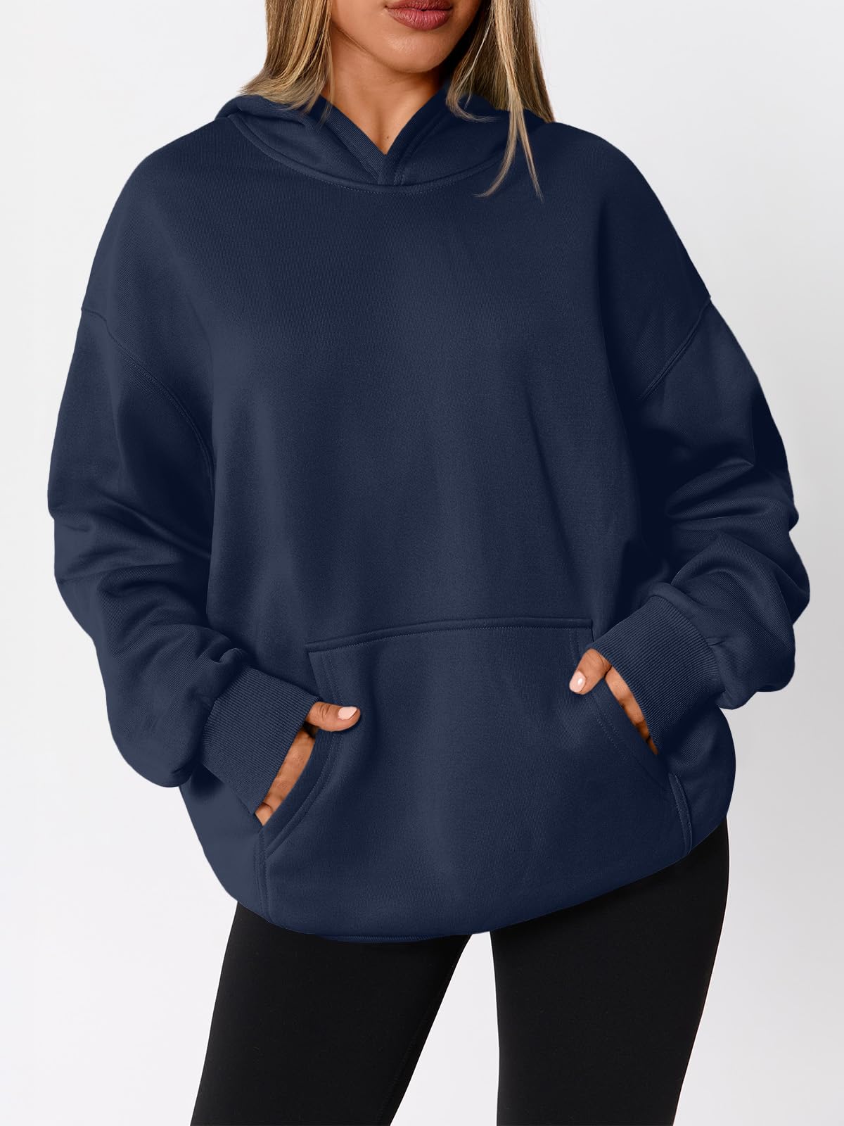 WYNNQUE Hoodies for Women Oversized Sweatshirts Fall Fashion Outfits 2025 Casual Sweaters Tops Fleece Plus Size Workout Comfy Winter Clothes DarkBlue S