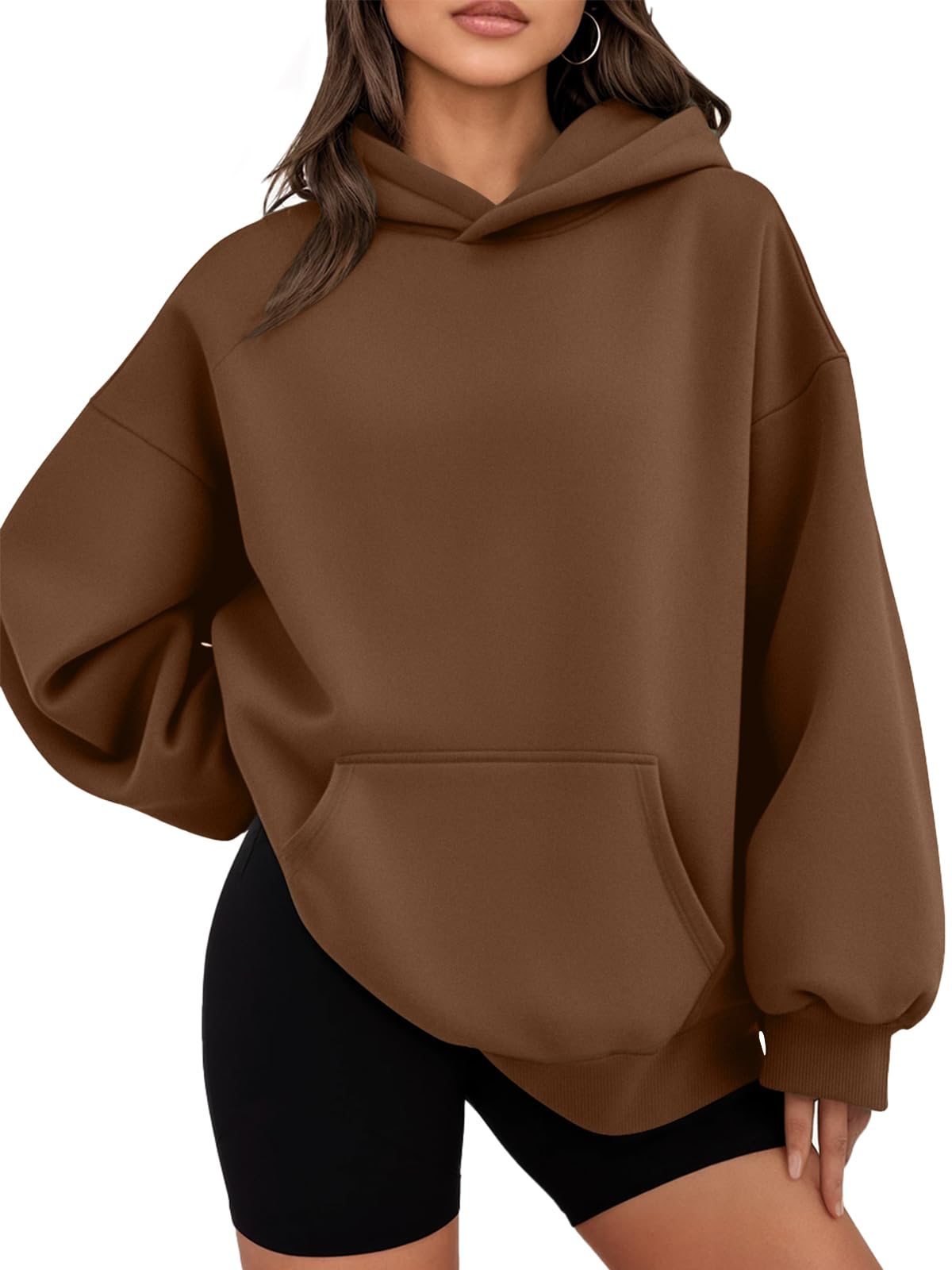 Women's Brown Oversized Hoodie - Fleece Sweatshirt Fall Fashion 2025