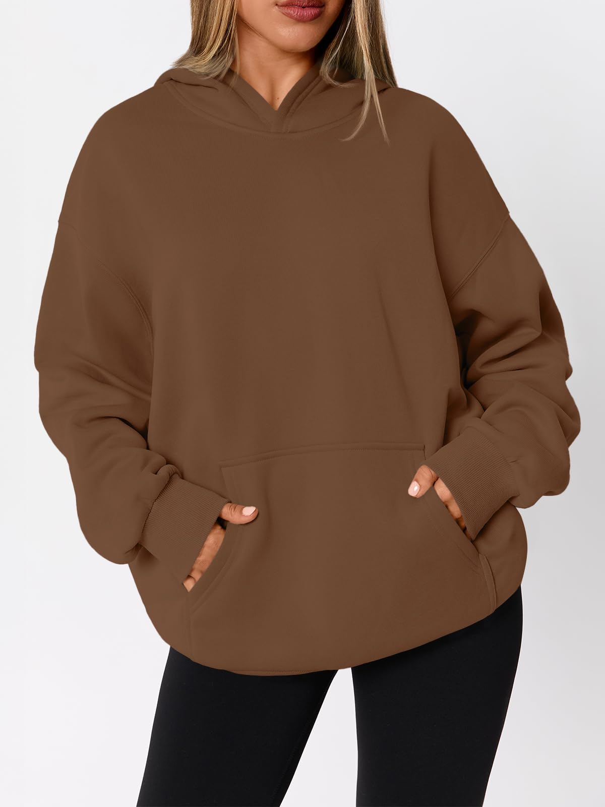 Women's Brown Oversized Hoodie - Fleece Sweatshirt Fall Fashion 2025