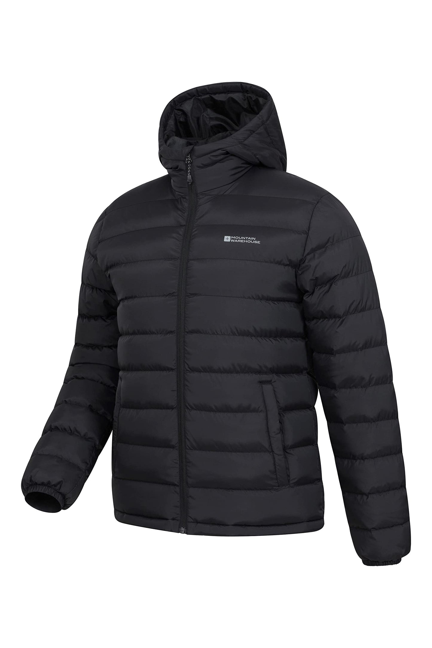 Mountain Warehouse Season Mens Padded Jacket - Water Resistant Puffer Coat, Lightweight, Warm, Lab Tested to -30C, Microfibre Filler - For Travelling, Walking Black M