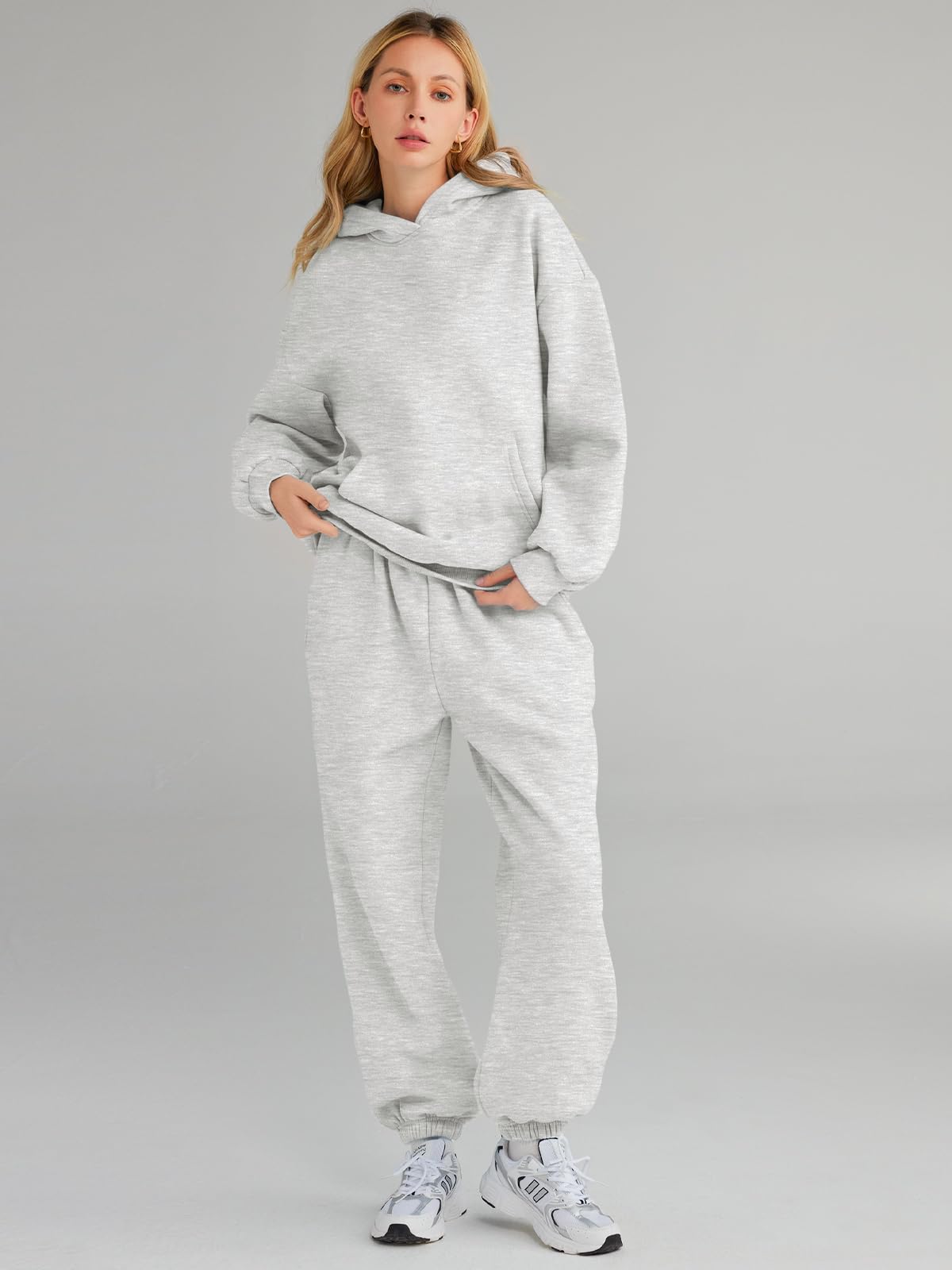 AUTOMET Women 2 Piece Outfits 2025 Plus Size Fall Fashion Airport Travel Pants Lounge Set Leisure Vacation Winter Clothes Sweatsuits Grey M