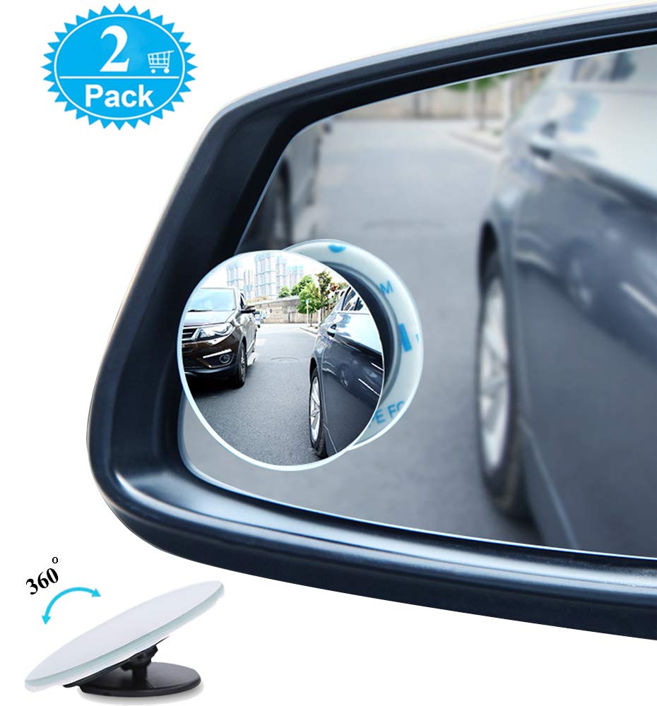 Blind Spot Mirrors For Cars - BeskooHome Waterproof 360°Rotatable Convex Rear View Mirror For Universal Cars -2 Pack