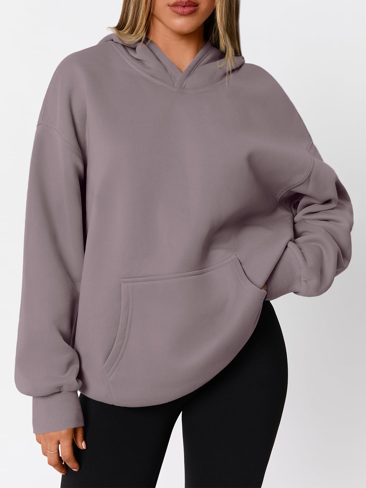 WYNNQUE Hoodies for Women Oversized Sweatshirts Fall Fashion Outfits 2025 Casual Sweaters Tops Fleece Plus Size Workout Comfy Winter Clothes GreyPurple S