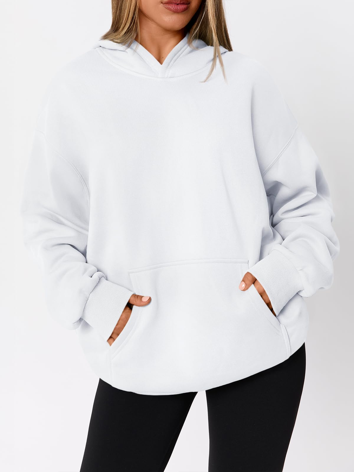 WYNNQUE White Hoodies for Women Oversized Sweatshirts Fall Fashion Outfits 2025 Casual Sweaters Tops Fleece Plus Size Workout Comfy Winter Clothes White S