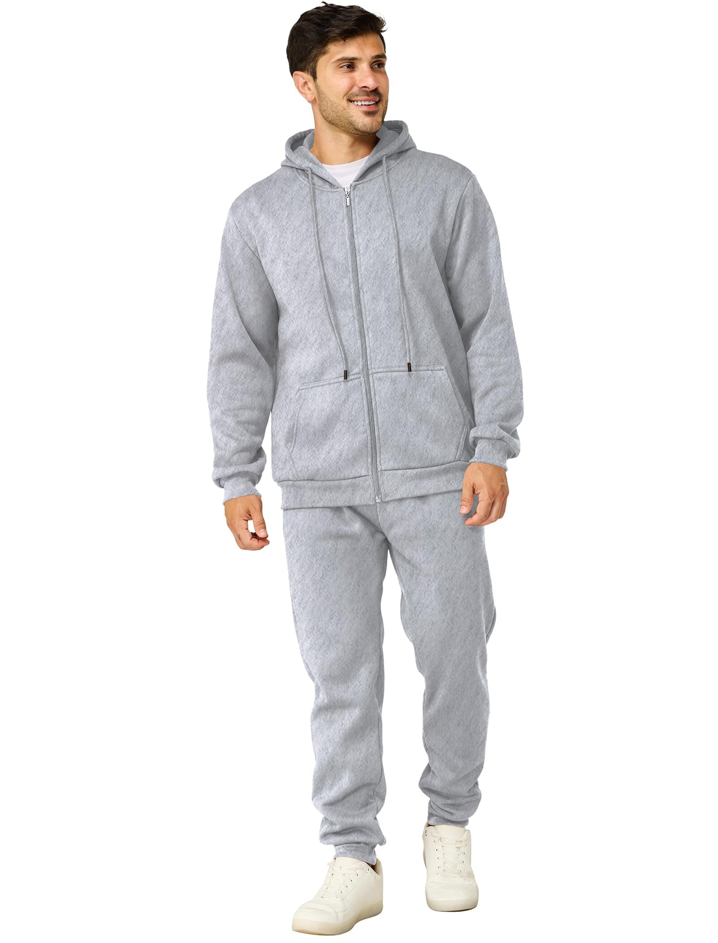 Mens Sweatsuits 2 Piece Casual Full Zip Tracksuits Zip Up Hoodie and Sweatpants Set Athletic Sweat Suits(M,Light Grey)