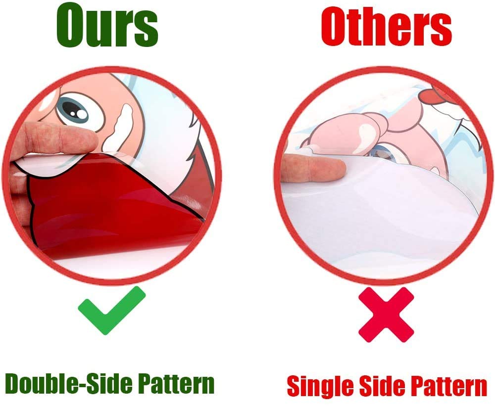 FINGOOO Christmas Window Stickers, 6 Sheets Peeping Santa and Rudolph Window Clings Snowflake Decal for Xmas Window Decoration