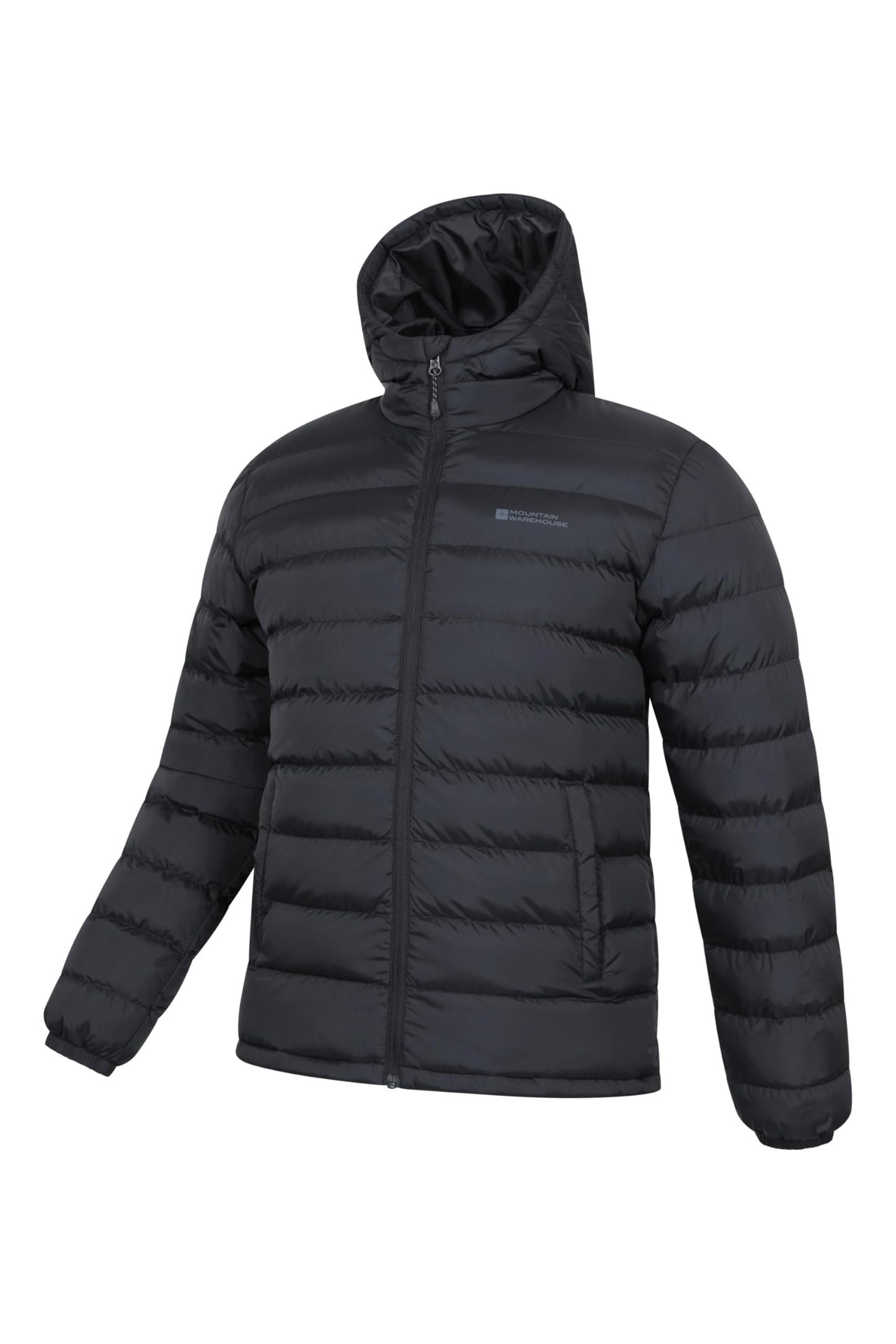 Mountain Warehouse Season Mens Padded Jacket - Water Resistant Puffer Coat, Lightweight, Warm, Lab Tested to -30C, Microfibre Filler - For Travelling, Walking Black M