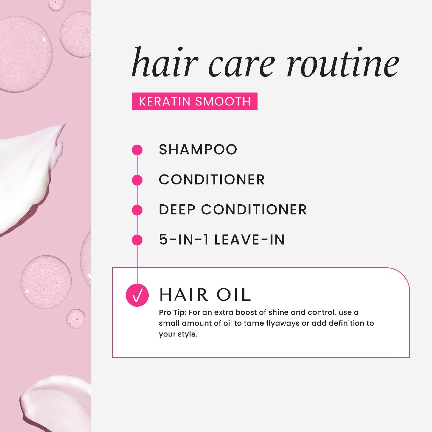 HASK Keratin Smoothing Shine Oil Vial for all hair types, colour safe, gluten-free, sulfate-free, paraben-free - 1 18mL Vial
