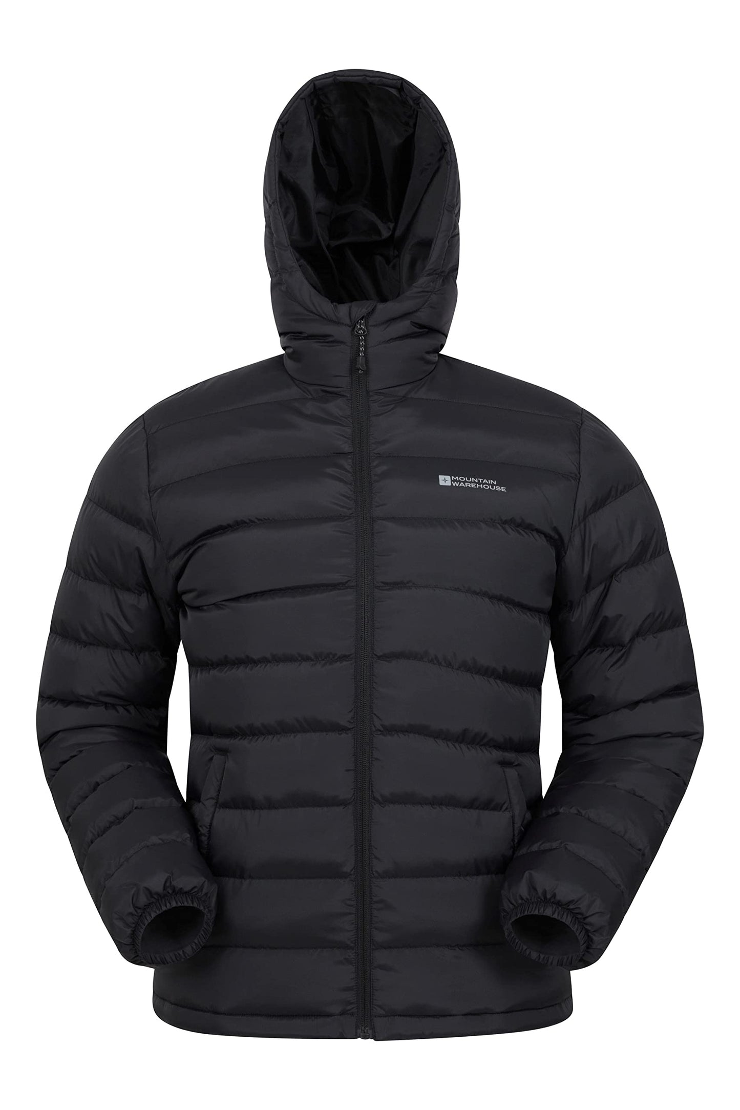 Mountain Warehouse Season Mens Padded Jacket - Water Resistant Puffer Coat, Lightweight, Warm, Lab Tested to -30C, Microfibre Filler - For Travelling, Walking Black M