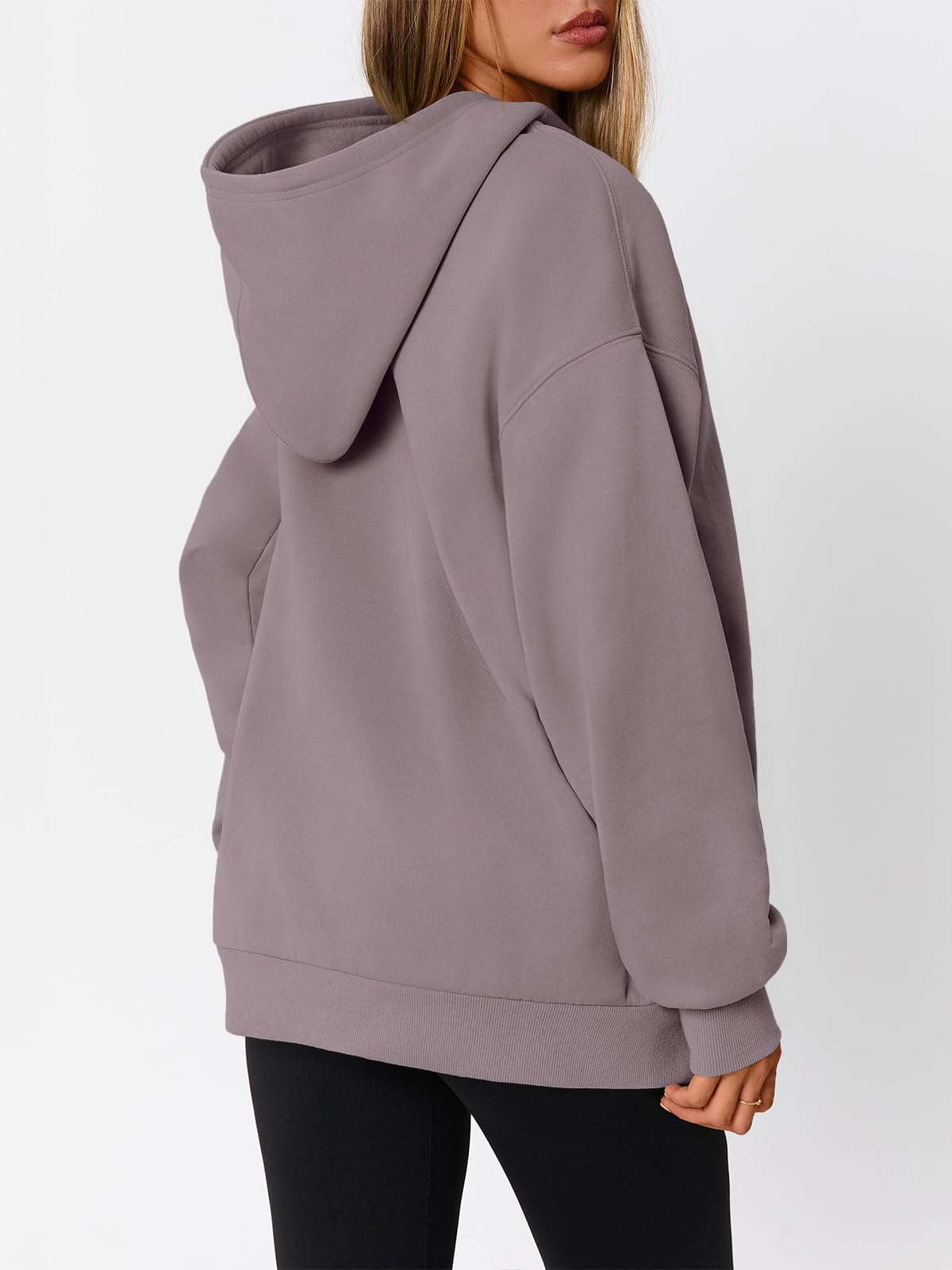 WYNNQUE Hoodies for Women Oversized Sweatshirts Fall Fashion Outfits 2025 Casual Sweaters Tops Fleece Plus Size Workout Comfy Winter Clothes GreyPurple S