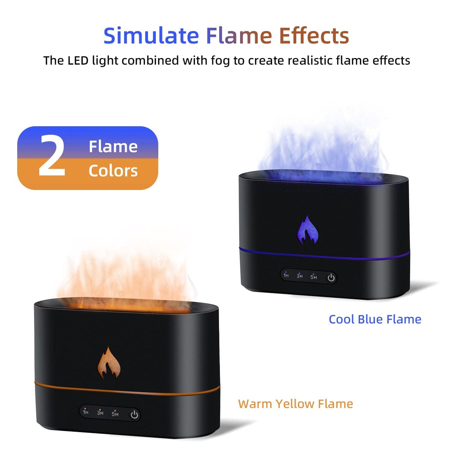 Mcbazel Flame Aroma Diffuser,Fragrance Essential Oil Diffuser Humidifier,Aroma Diffuser Humidifier with 3D Flame Night Light 200mL for Bedroom, Home and Office - Black