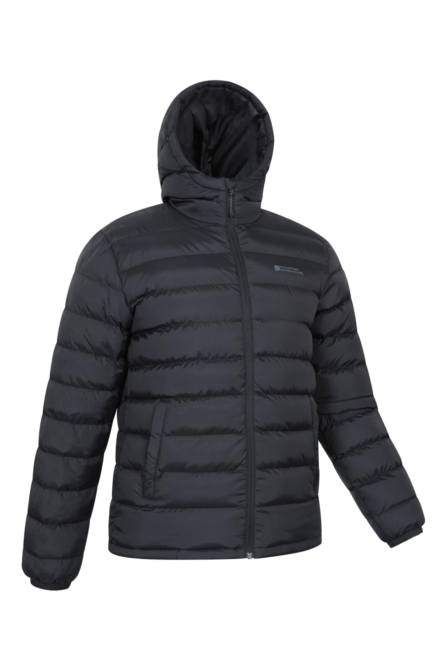 Mountain Warehouse Season Mens Padded Jacket - Water Resistant Puffer Coat, Lightweight, Warm, Lab Tested to -30C, Microfibre Filler - For Travelling, Walking Black M