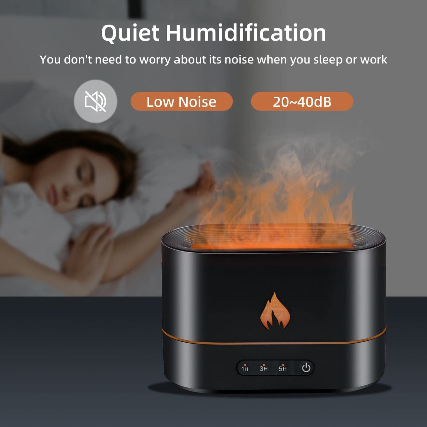 Mcbazel Flame Aroma Diffuser,Fragrance Essential Oil Diffuser Humidifier,Aroma Diffuser Humidifier with 3D Flame Night Light 200mL for Bedroom, Home and Office - Black