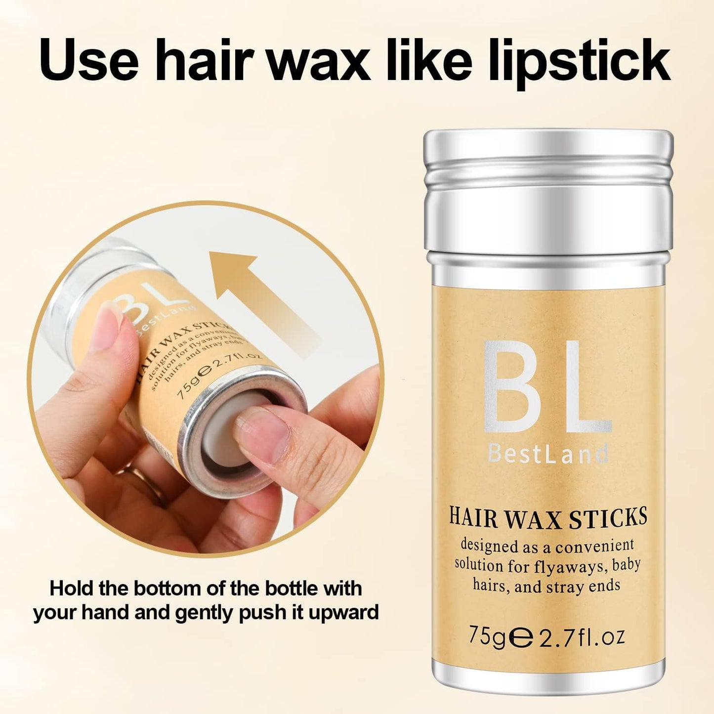 Hair Wax Stick & Pink Brush Set -Versatile Hair Styling Kit, Long-Lasting Anti-Frizz, Non-greasy Wax Stick for Women Girls (75g Pack)