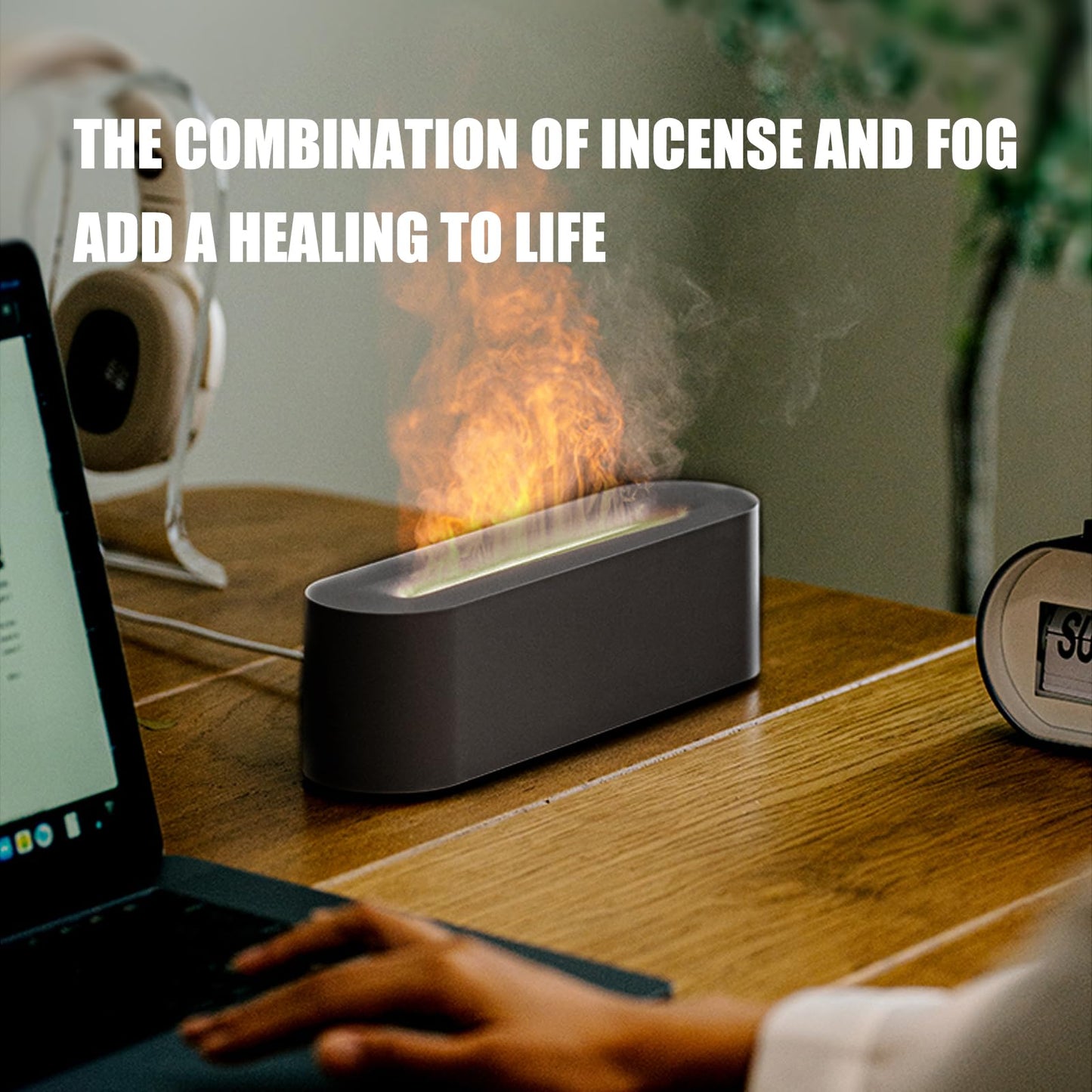 Flame Upgrade 7 Colour Lights Essential Oil Aromatherapy Electric Aroma Diffuser, Waterless Auto-Off for Home Office Room, Black