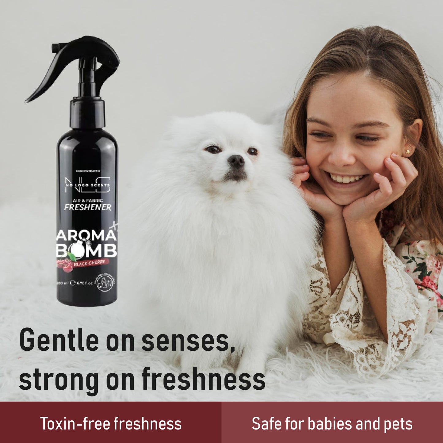 Aroma Bomb Air Freshener Spray 200ML - All - Purpose Odor Remover For Car Interior, Home, And Fabrics | Powerful, Lasting Fresh Scent. (Black Cherry)