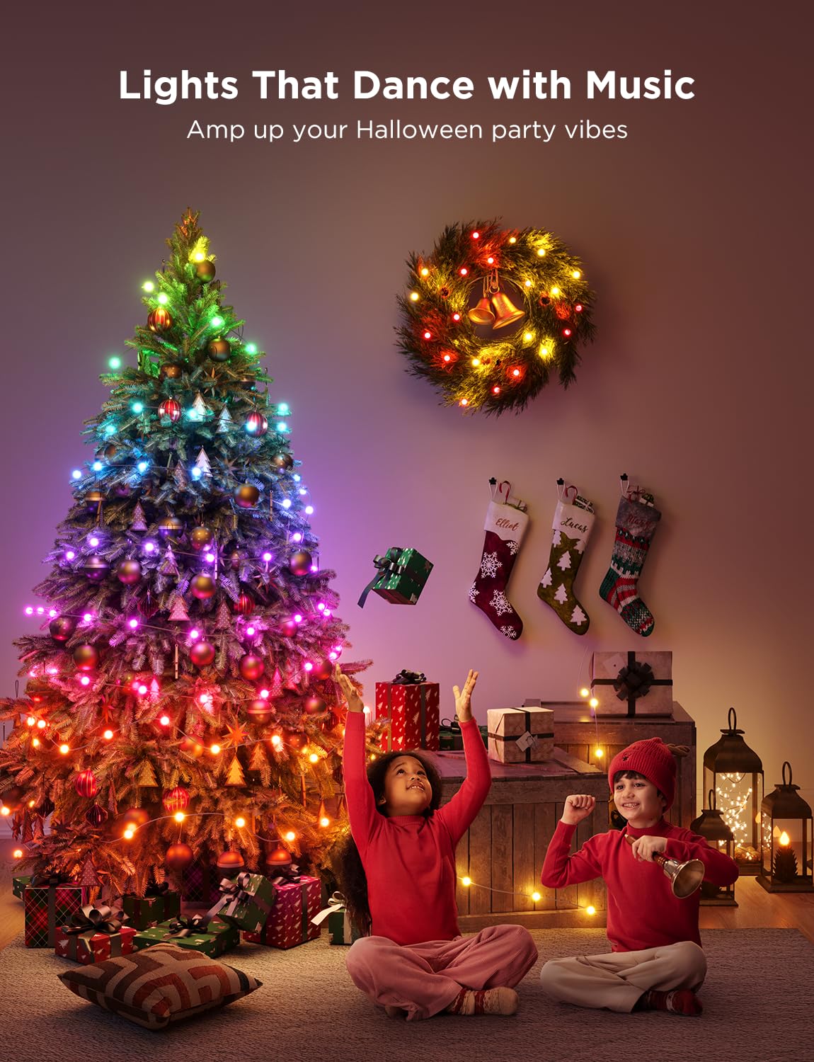 Govee Christmas String Lights, Christmas Decorations Indoor, 10M RGBIC Indoor Lights with 100 LED Lights, App Control with 125+ Dynamic Scene Modes, IP65 Waterproof, Sync with Music, Alexa Compability