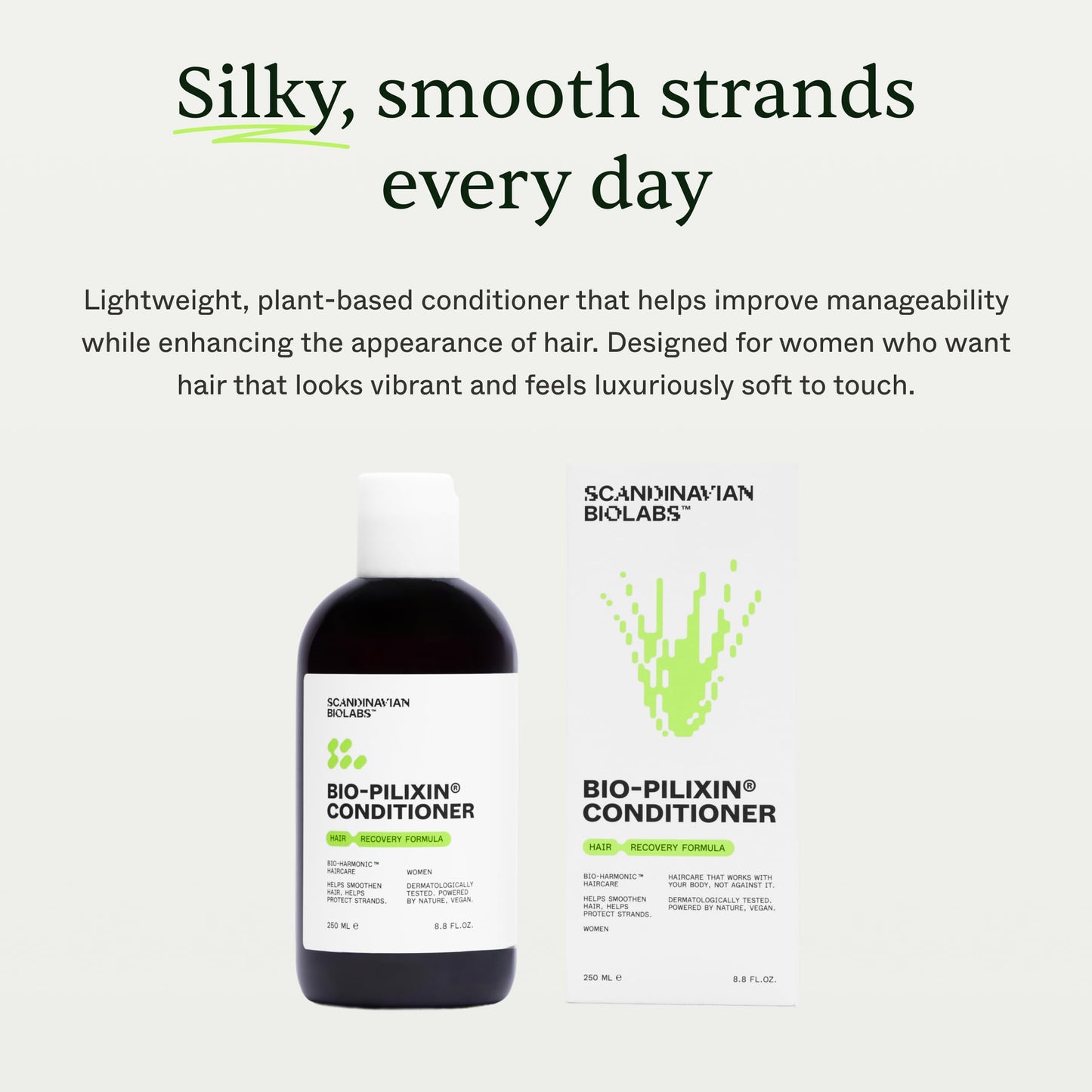 Scandinavian Biolabs Bio-Pilixin® Hair Recovery Conditioner For Women | Prevents Split & Damaged Ends, Restores Weak Hair, Dermatologically Tested, Made in Denmark, 250 mL / 8.8 Oz